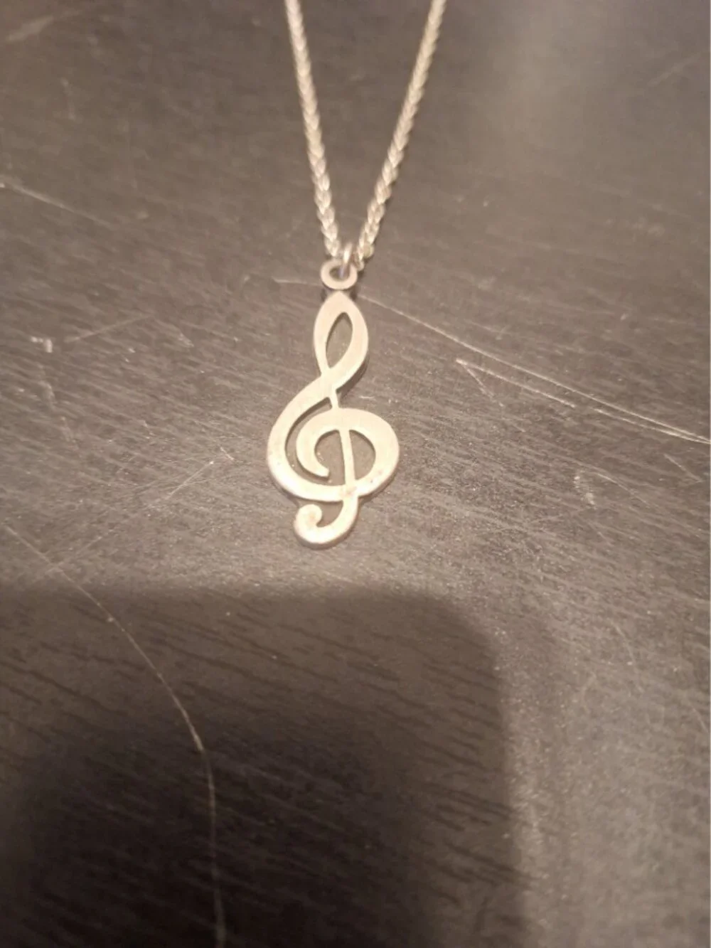Musical Note Necklace 20" Chain – Sweden Pewter Pendant – Vintage Style - Picture 2 of 3